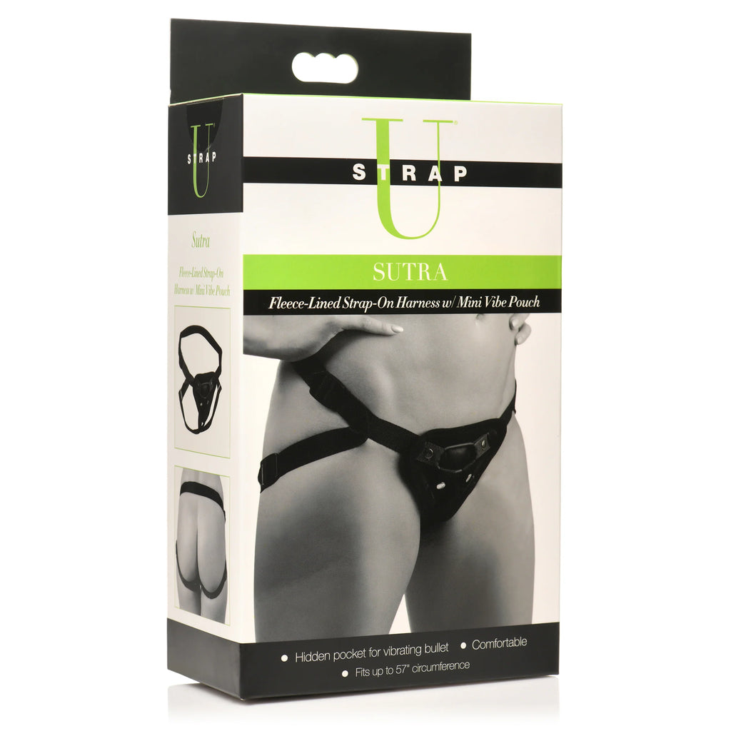 Sutra Fleece-Lined Strap On with Vibrator Pouch