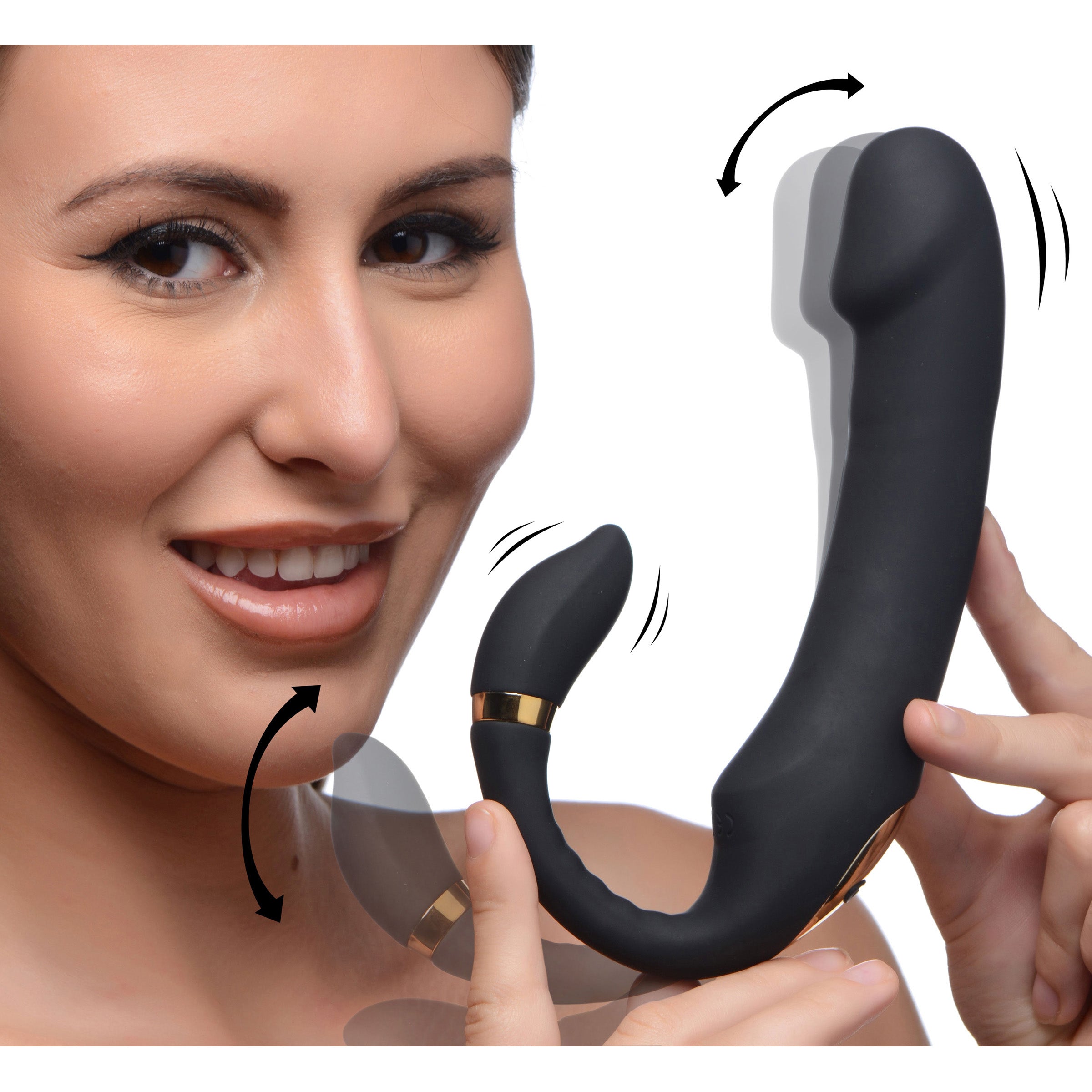 10X Pleasure Pose Come Hither Silicone Vibe w- Poseable Clit Stim