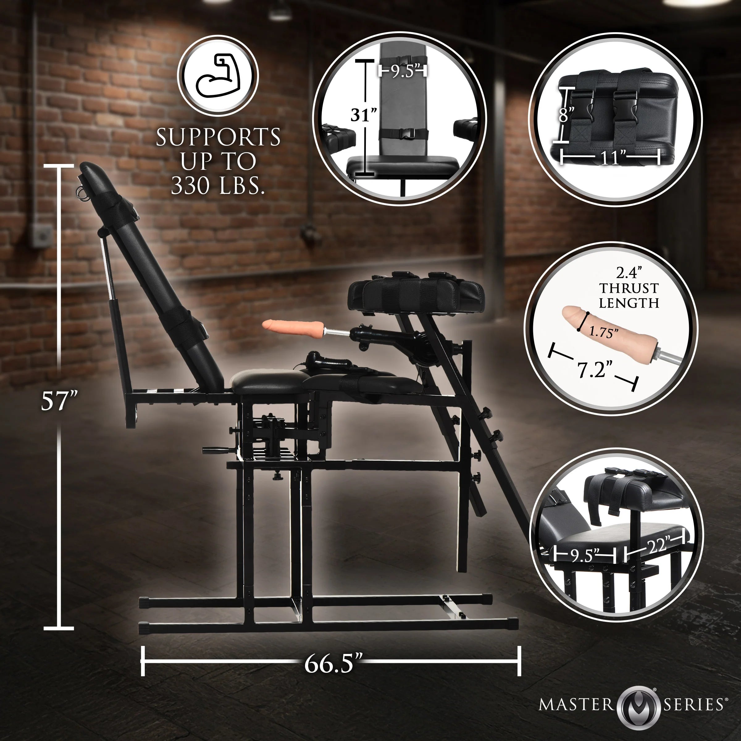 Leg Spreader Obedience Chair with Sex Machine