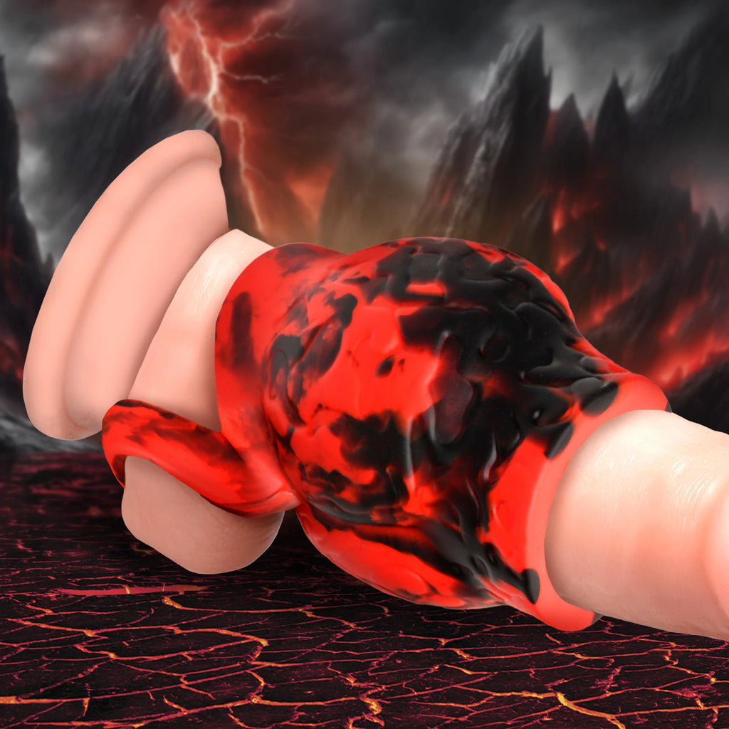Hell Hound Silicone Penis Sleeve + Ball Stretcher - Large