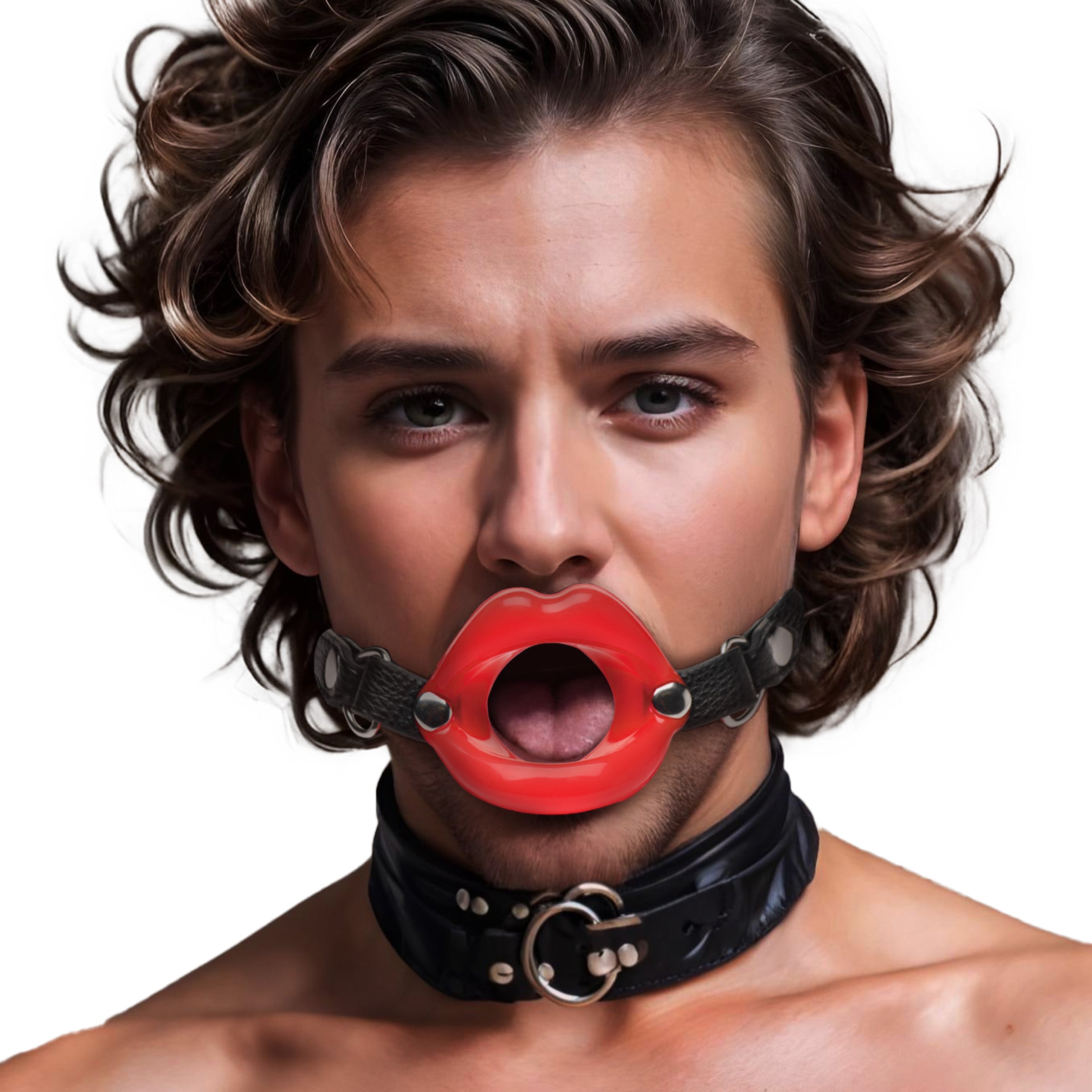 Juicy Lips Silicone Open Mouth Gag - Red