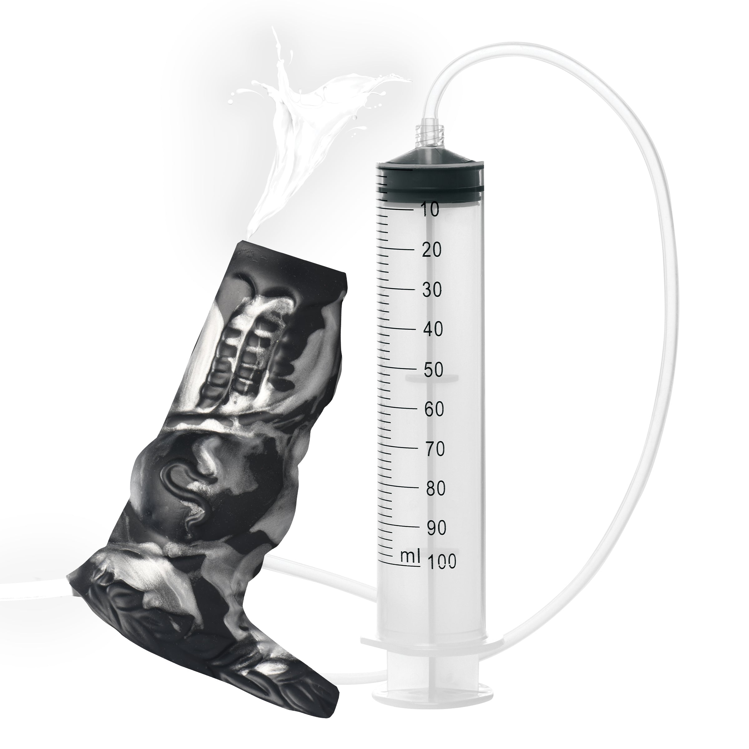 Night Prowler Squirting Silicone Penis Enhancer - Silver