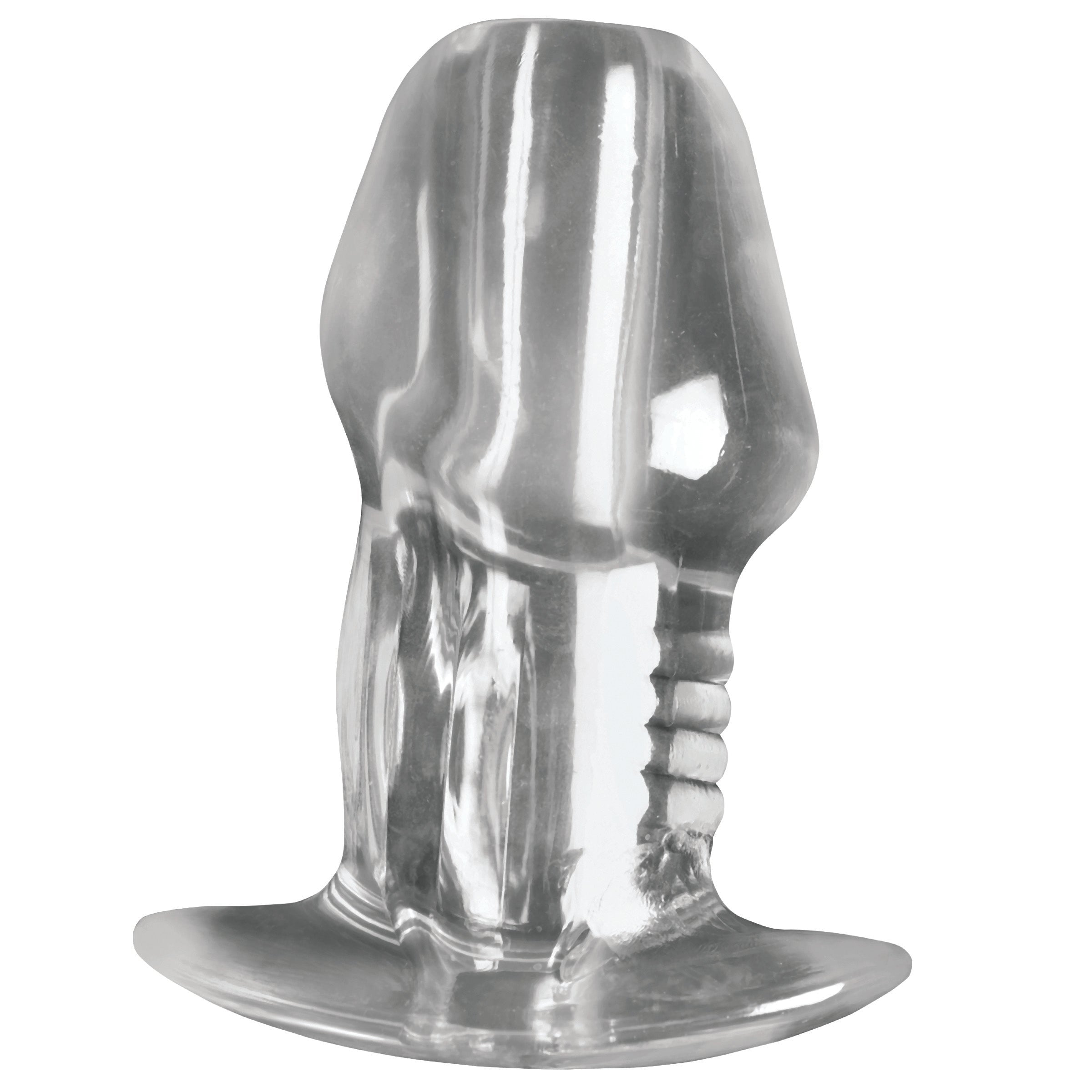 Dicked Clear Hollow Anal Plug - X-Large