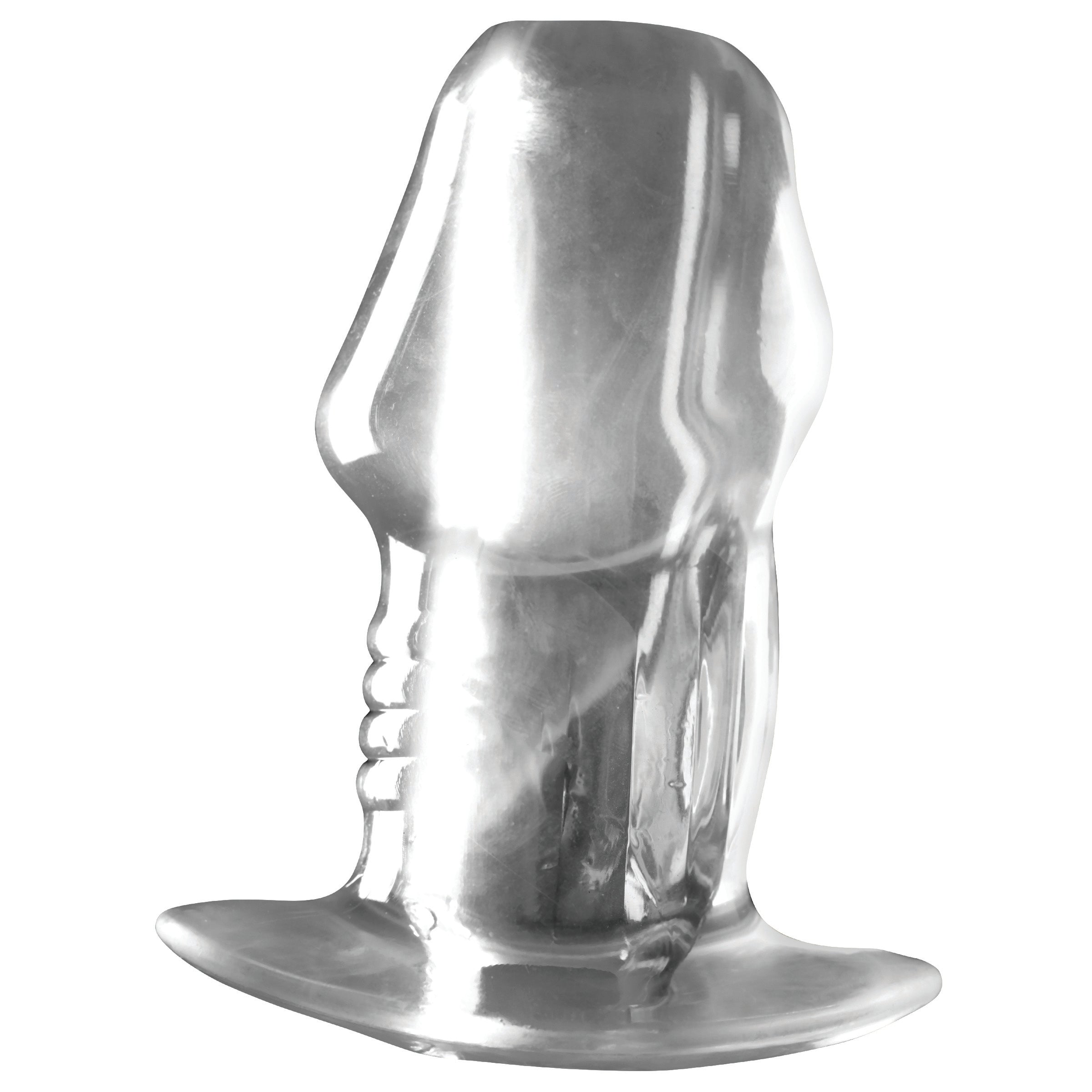 Dicked Clear Hollow Anal Plug - Large