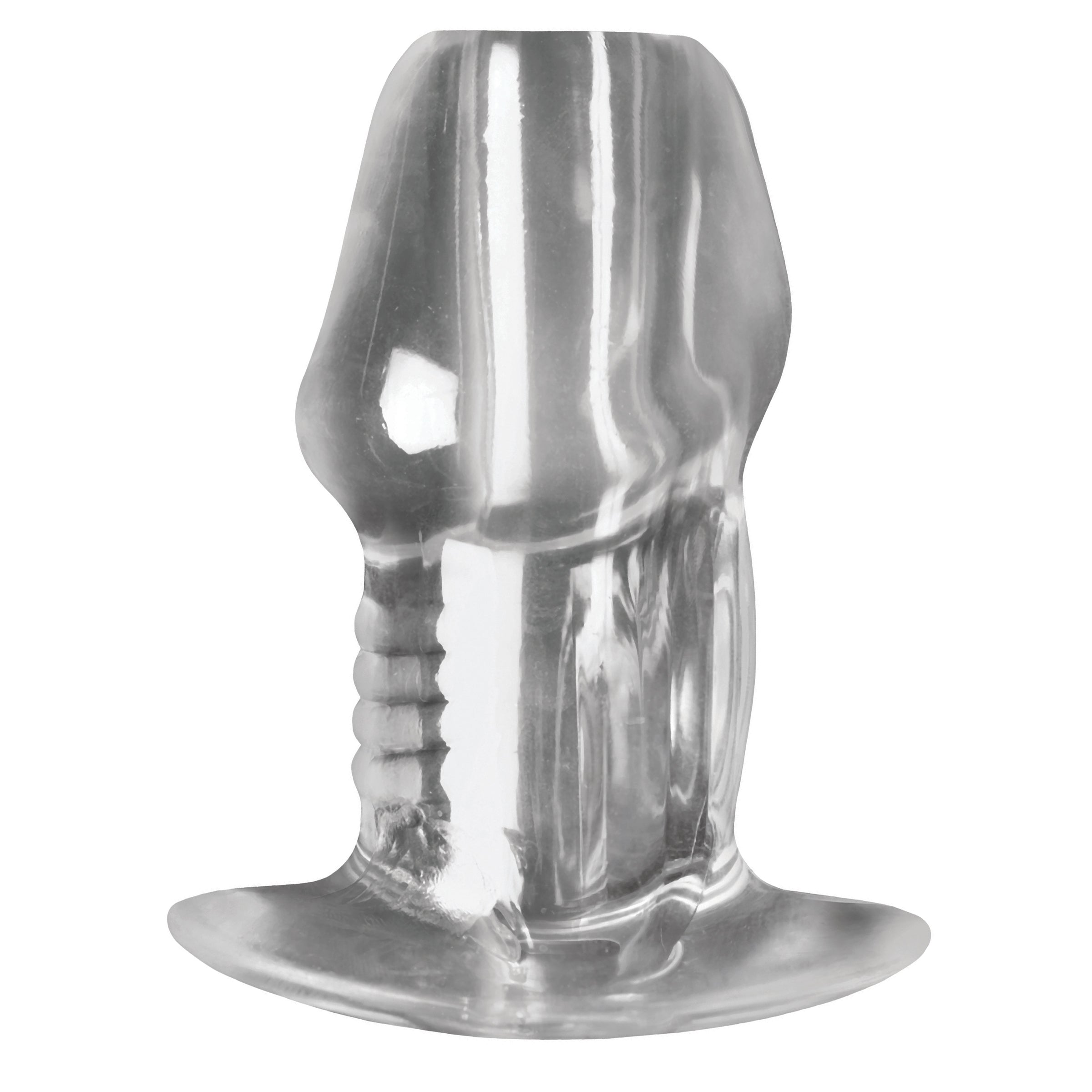 Dicked Clear Hollow Anal Plug - Small