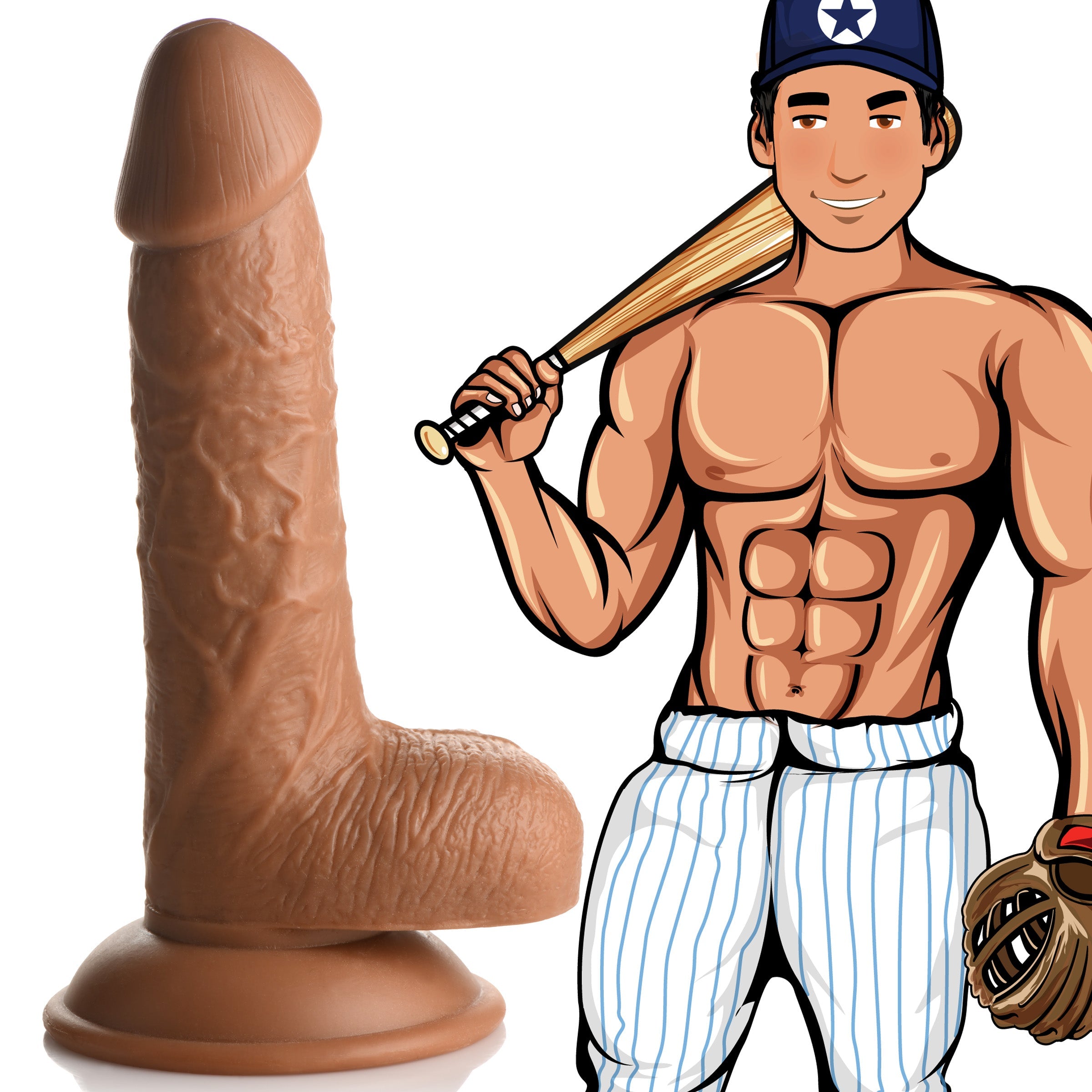 JOCK Baseball Brian 7" Dildo w/ Balls Medium