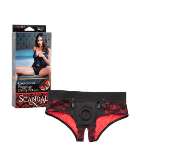 Scandal® Crotchless Pegging Panty Set - L/XL