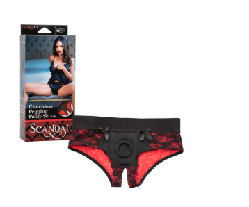 Scandal® Crotchless Pegging Panty Set - S/M