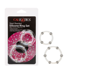 Steel Beaded Silicone Ring Set