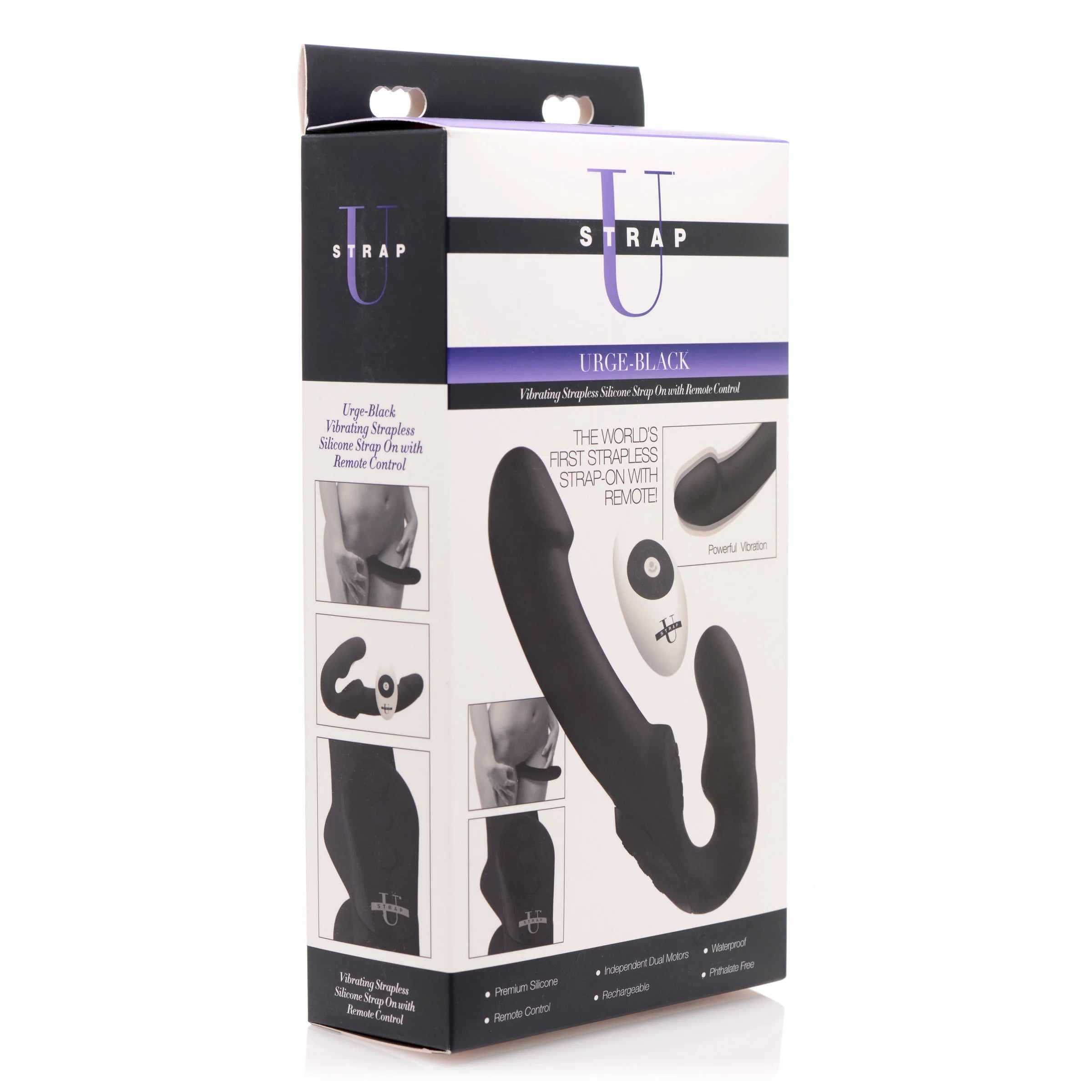 Urge Silicone Strapless Strap On With Remote- Black