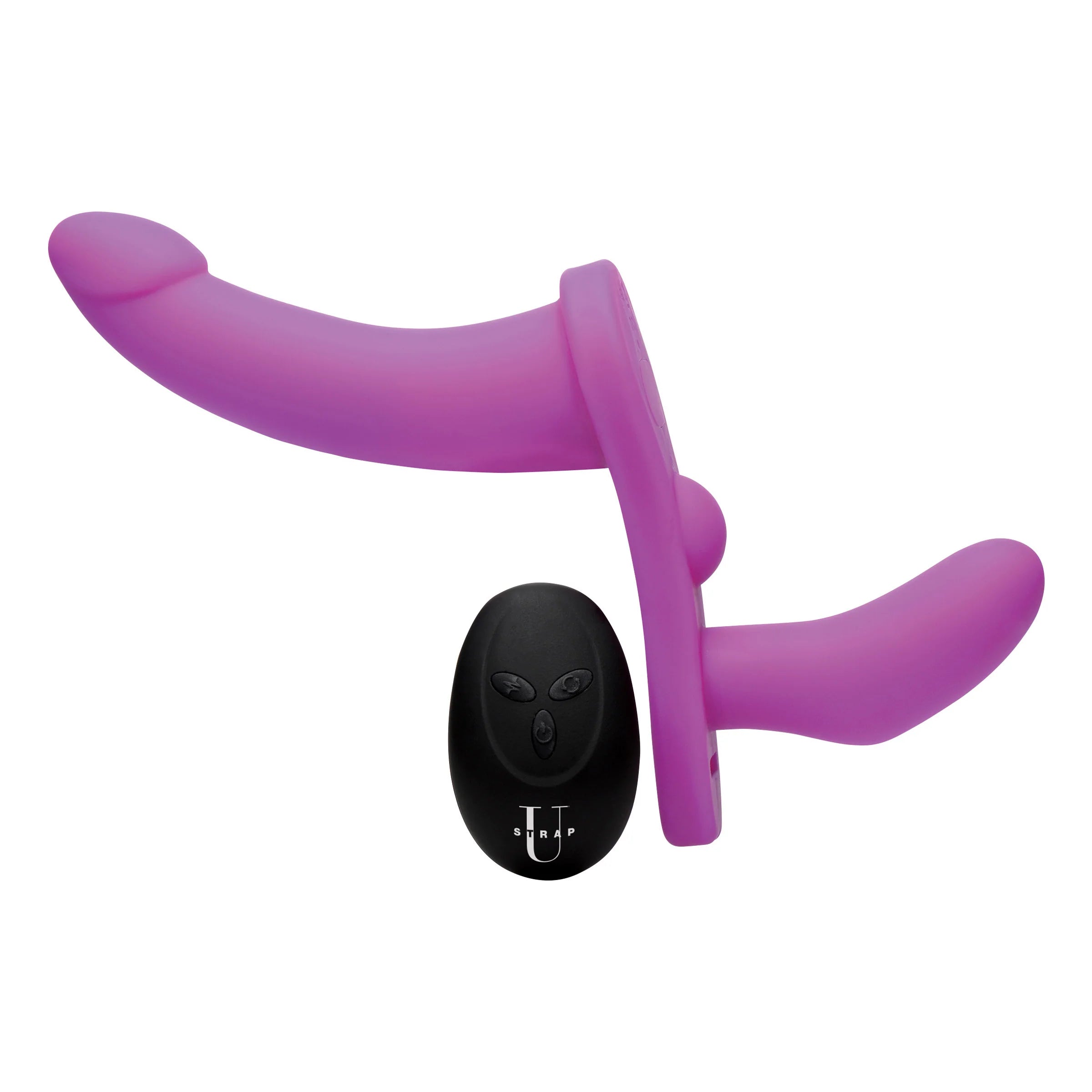 Double Take 10X Double Penetration Vibrating Strap-on Harness - Purple
