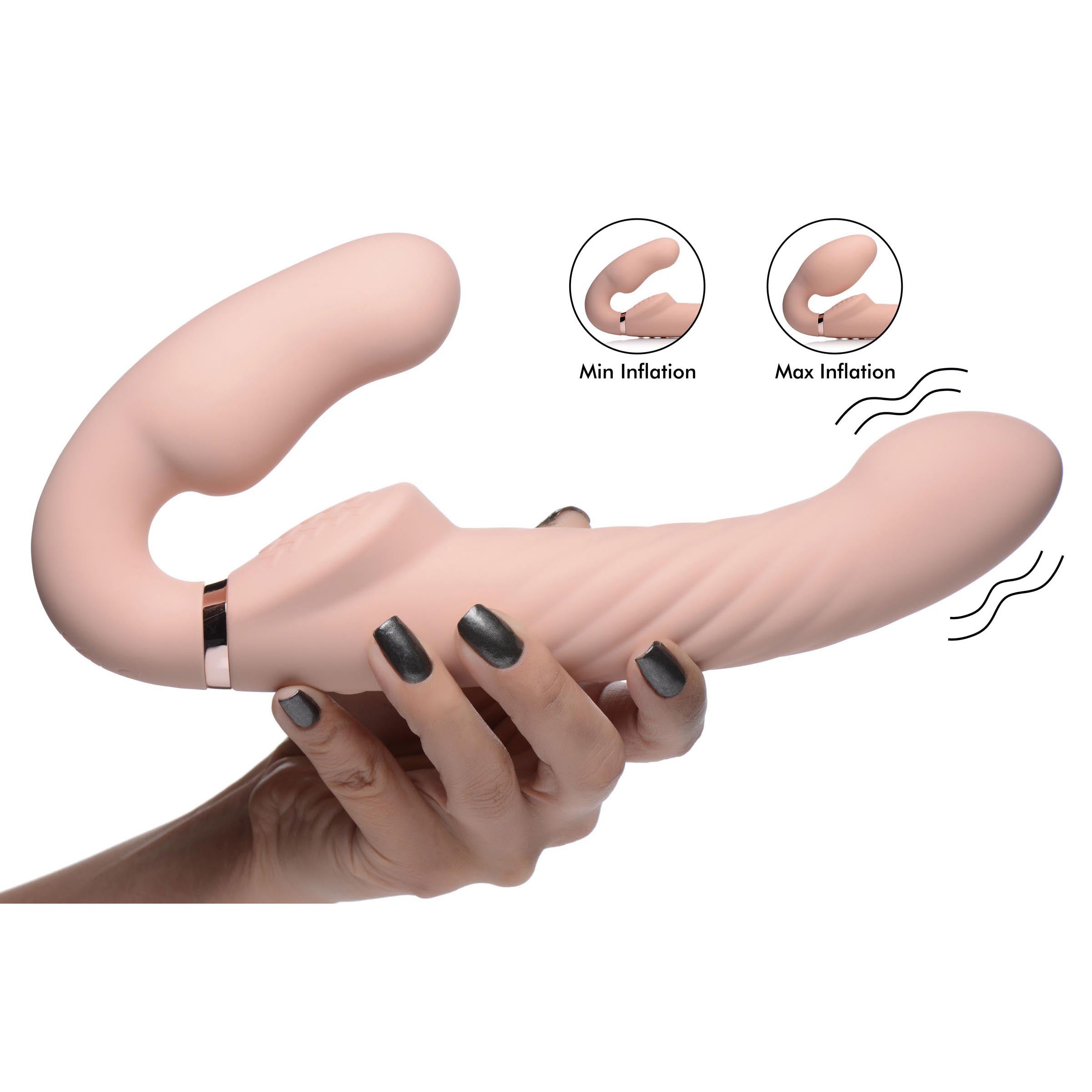 Ergo-Fit Twist Inflatable Vibrating Strapless Strap-on - Bare