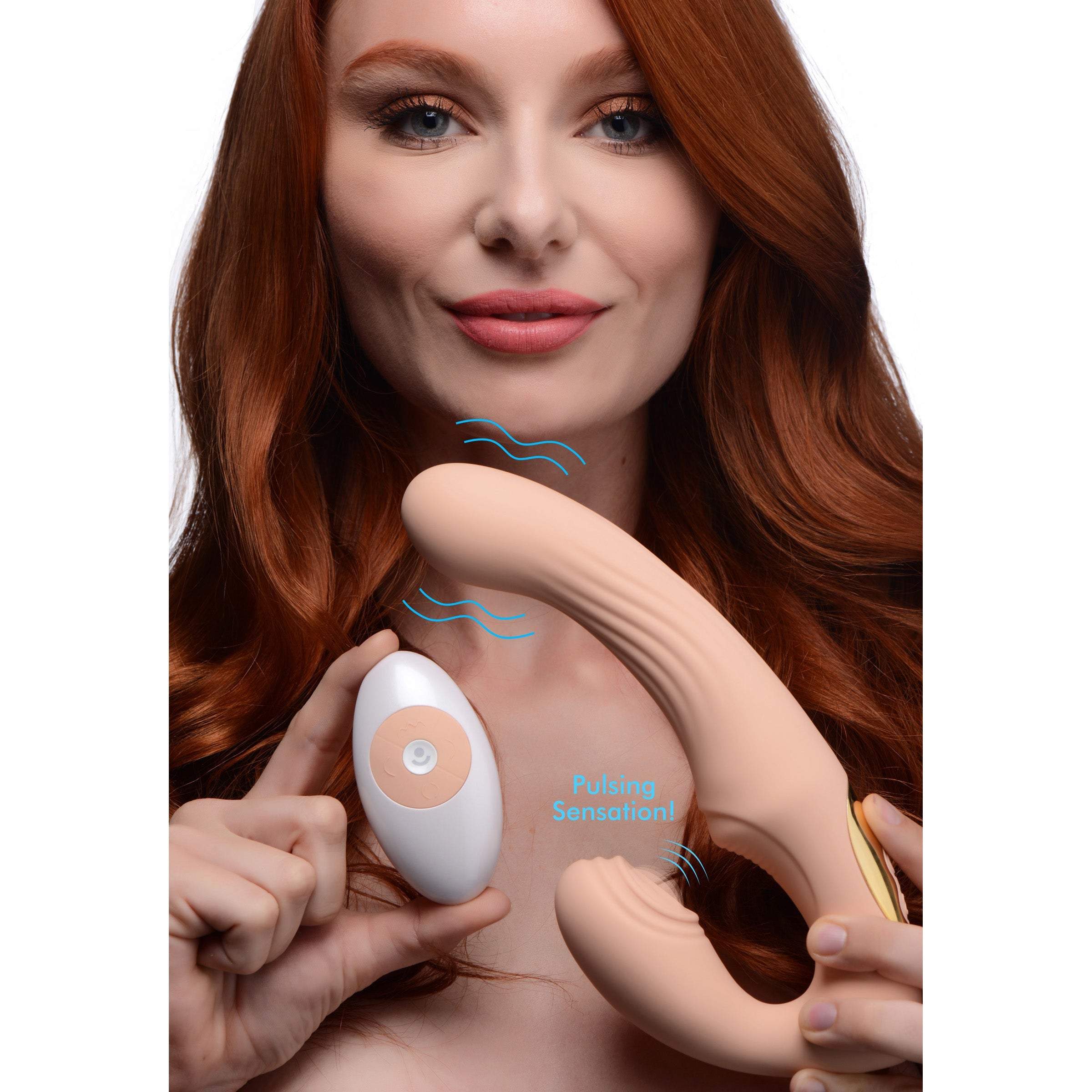 15X U-Pulse Pulse & Vibe Strapless Strap-on w- Remote - Blush